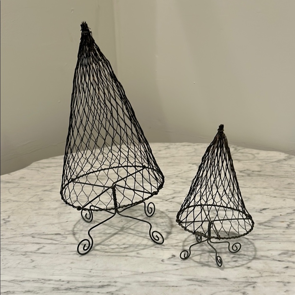 Vintage Wire Cone Trees, set of two